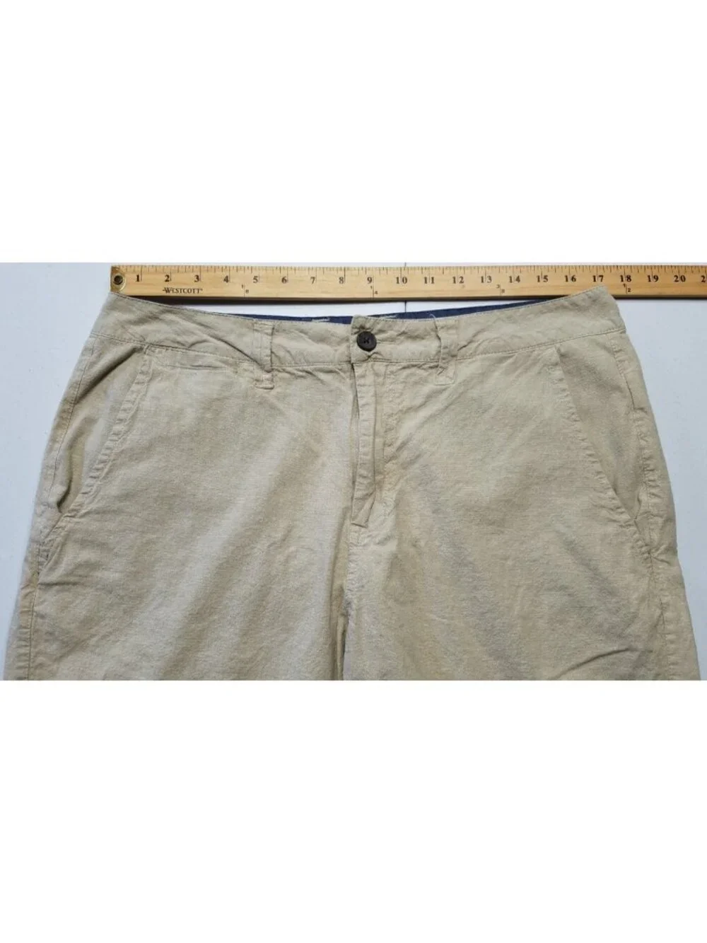 Flag & Anthem Flat Front Stretch Khaki Chino Casual Dress Shorts Men's Size 33